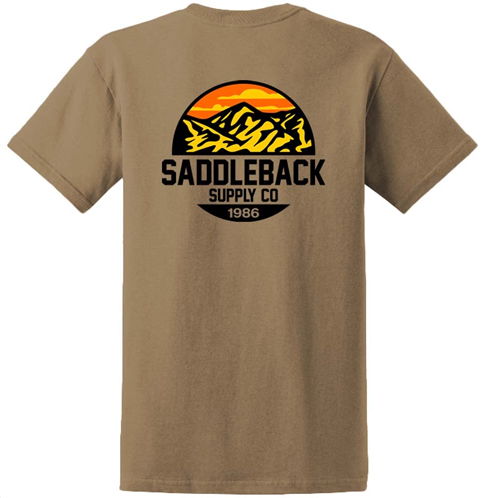Saddleback Supply Men's Mountain Logo Heavyweight T-Shirt - Regular, Big & Tall Sizes - Durable Cotton Tee for Outdoor Adventures & Casual Wear