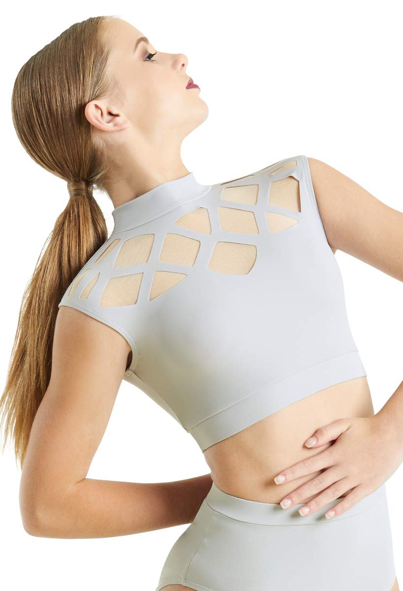 Balera Women's Geometric Diamond Laser Cut Crop Top - Sexy Dancewear for Women, Perfect for Dance, Yoga, Fitness, and Night Out