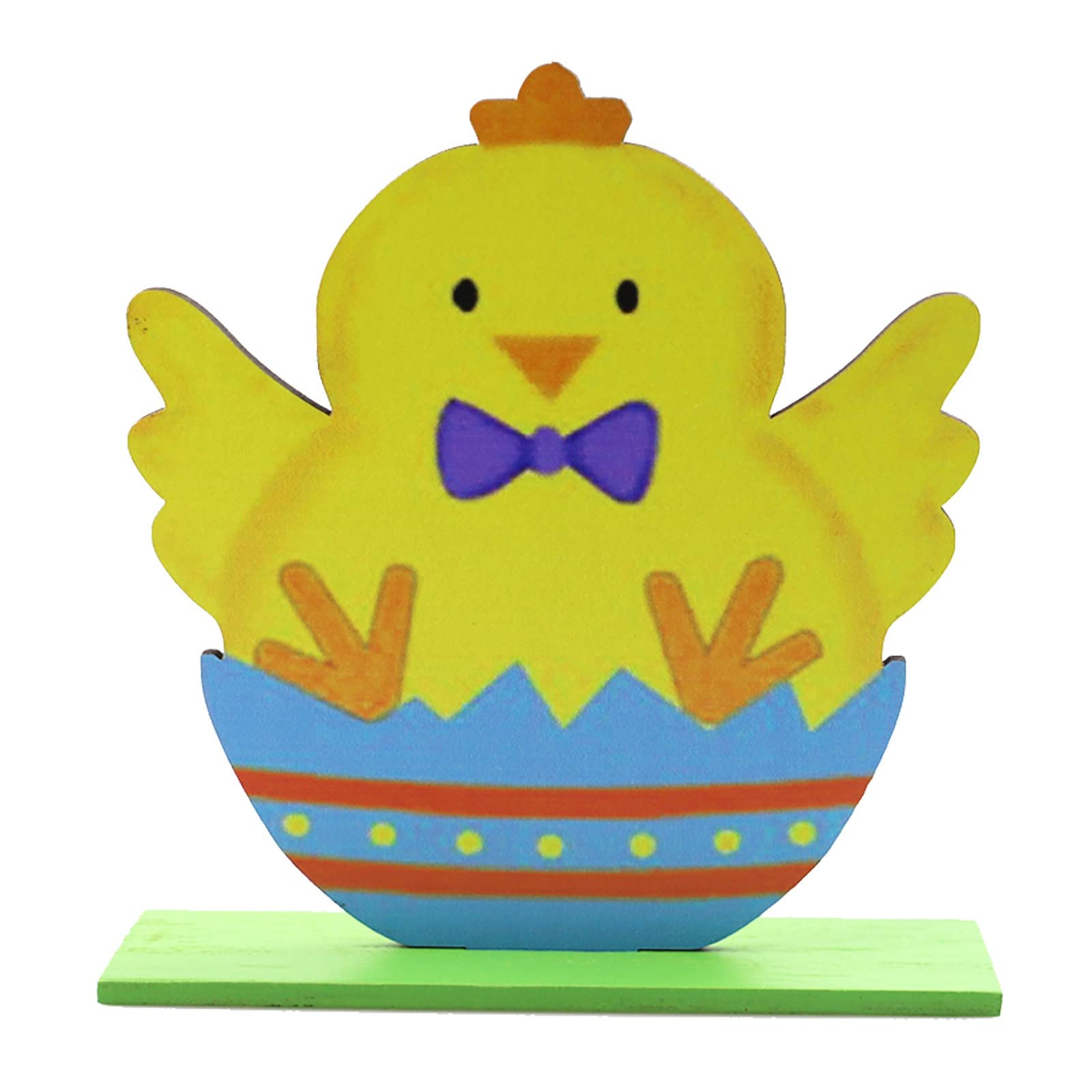 Easter Wooden Rabbit Chick Flower Eggs Plaque - Farmhouse Table Centerpiece Decor for Home, Office, Easter Party & Spring Celebration