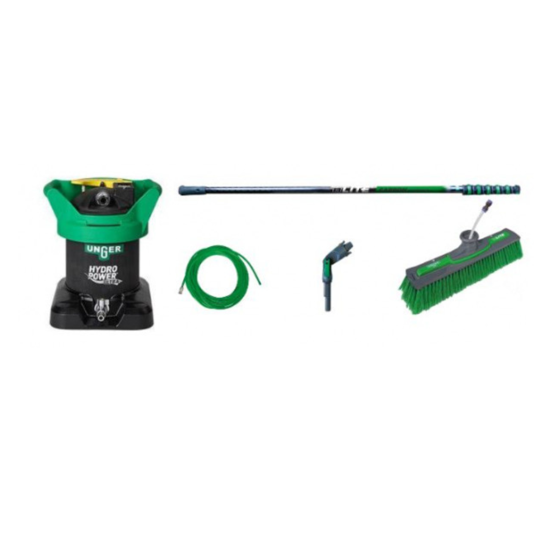 Unger Pure Water Hydropower Ultra Window Cleaning Kit (6L & 8.5m Pole) - Professional Streak-Free Cleaning for High-Rise Windows, Solar Panels, and Glass Surfaces