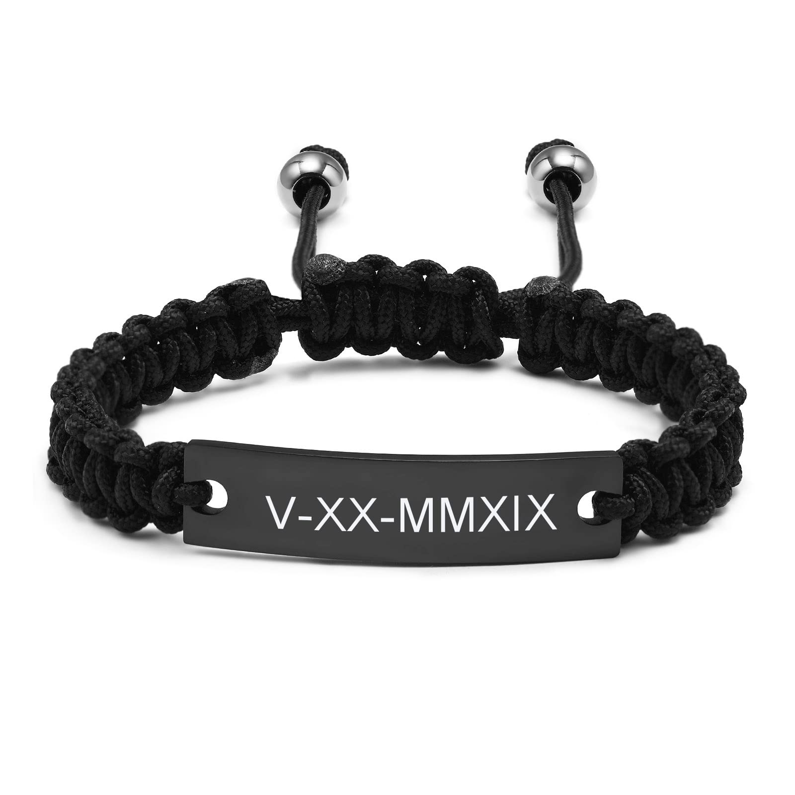 Custom Couples Rope Bracelets Set - Personalized Engraved ID Gift for Him & Her - Anniversary & Wedding Gift