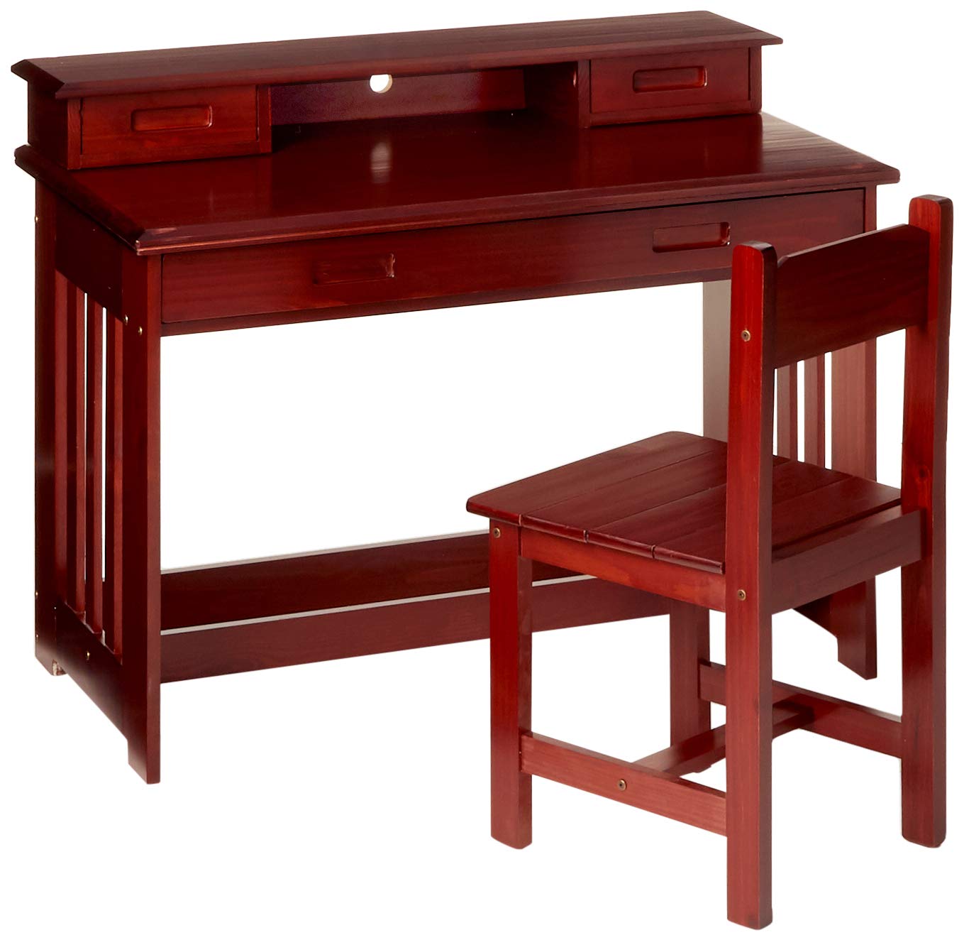 Discovery World Furniture Merlot Desk with Hutch and Chair - Elegant Bedroom Office Set for Home Workspace & Study Room Organization