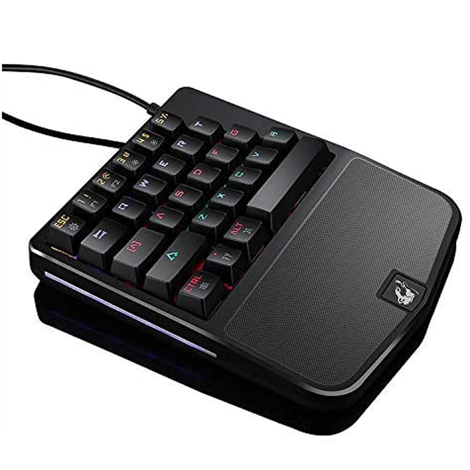 CNGY One-Hand Mechanical Gaming Keyboard - 28 Key RGB Backlit Wired Keyboard with Blue Switches & Ergonomic Wrist Support - Perfect for PC Gaming, Coding, and Office Work