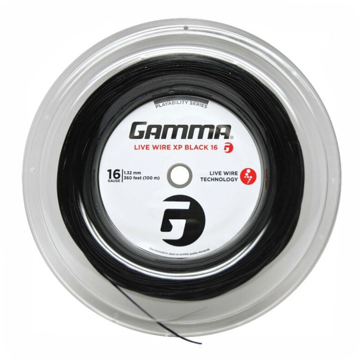 Gamma Live Wire XP 16/1.32 Tennis String Reel 100M (Black) | Premium Tennis String for Durability & Power | Perfect for Competitive Play & Stringing Machines