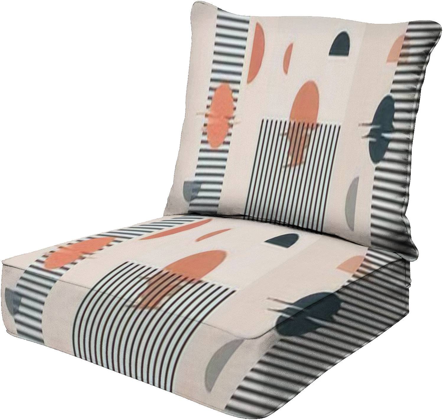 Outdoor Indoor Patio Deep Seat Cushions - Mid Century Modern Minimalist Landscape Design - Replacement Cushions for Lounge Chairs, Poolside Furniture & Sofas - Perfect for Backyard, Garden and Sunroom Relaxation