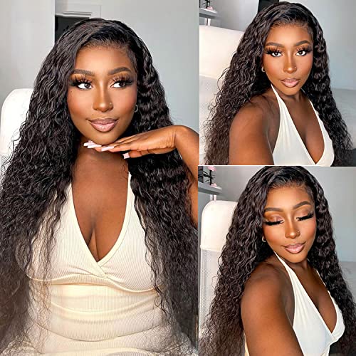 ISEE Hair 13x6 Transparent Water Wave Lace Front Wigs - 150% Density Brazilian Virgin Human Hair Wigs for Black Women | Glueless, Pre-Plucked with Baby Hair (16 Inch) | Perfect for Daily Wear, Parties & Special Occasions