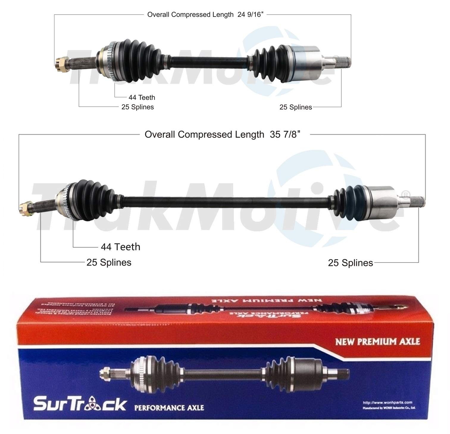 SurTrack Pair Set of 2 Front CV Axle Shafts Compatible with Hyundai Accent Automatic 2000-2005 - Durable Replacement for Smooth Driving & Off-Road Performance