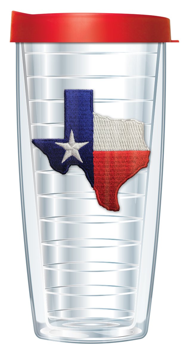 Texas Flag 22 Oz Tumbler Cup with Cherry Red Lid - Double Wall Insulated for Hot & Cold Drinks, BPA Free, Dishwasher & Microwave Safe - Perfect for Travel, Office, and Outdoor Adventures