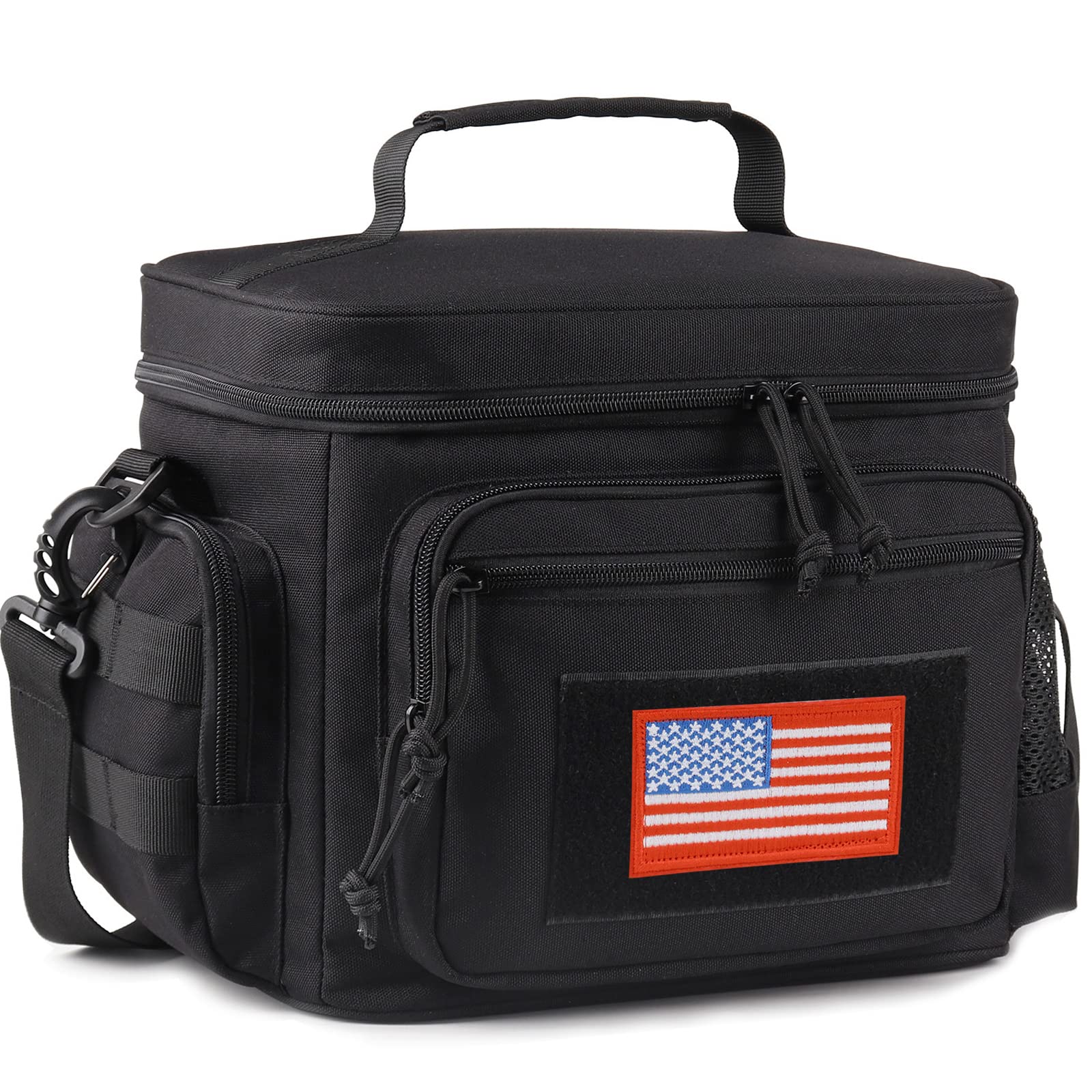 ATRIPACK Insulated Tactical Lunch Box for Men & Women - Large Leakproof Cooler Bag with MOLLE Webbing & Adjustable Shoulder Strap - Perfect for Work, Office, Picnic & Outdoor Activities (Black)