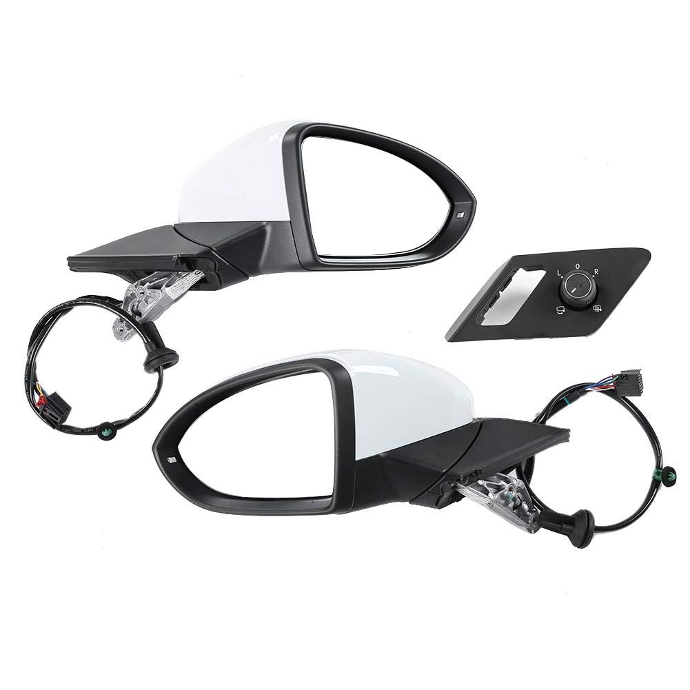 Qiilu Electric Folding Rearview Mirror Assembly with Switch Set - Compatible with VW Golf Mk7/Mk7.5 GTI/R/R-Line (2013-2020) - 5GG 857 508 A - Perfect for Parking Assistance & Blind Spot Safety