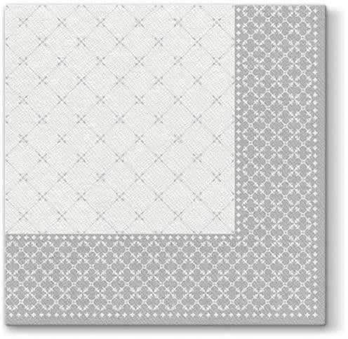 Premium 1/4 Fold Silver Airlaid Dinner Napkins - 50 Pack | Elegant Grid Design for Parties, Weddings & Fine Dining | Soft & Absorbent Disposable Napkins
