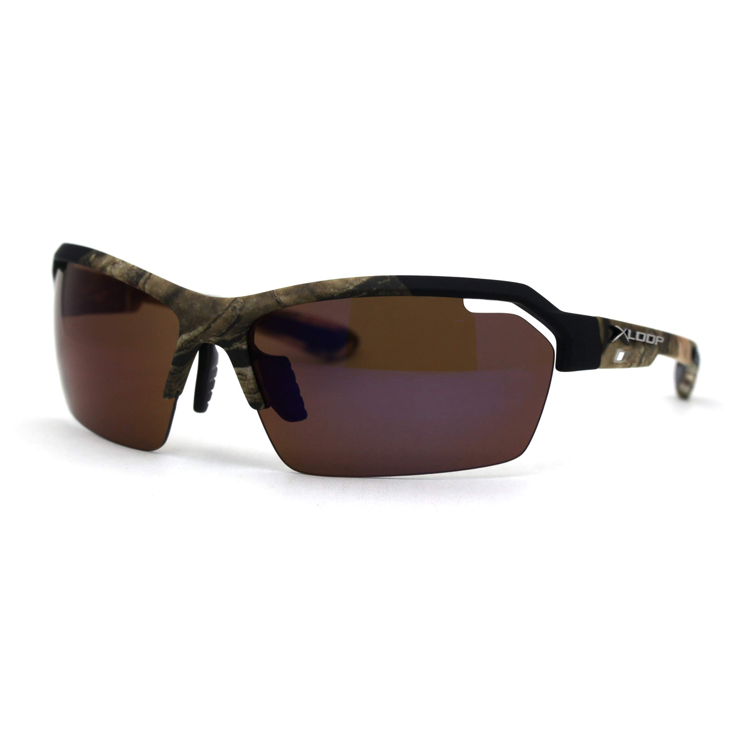Men's Xloop Hunters Foliage Camo Half Rim Plastic Sunglasses - Lightweight Polarized UV Protection for Outdoor Activities, Hunting, Fishing & Driving