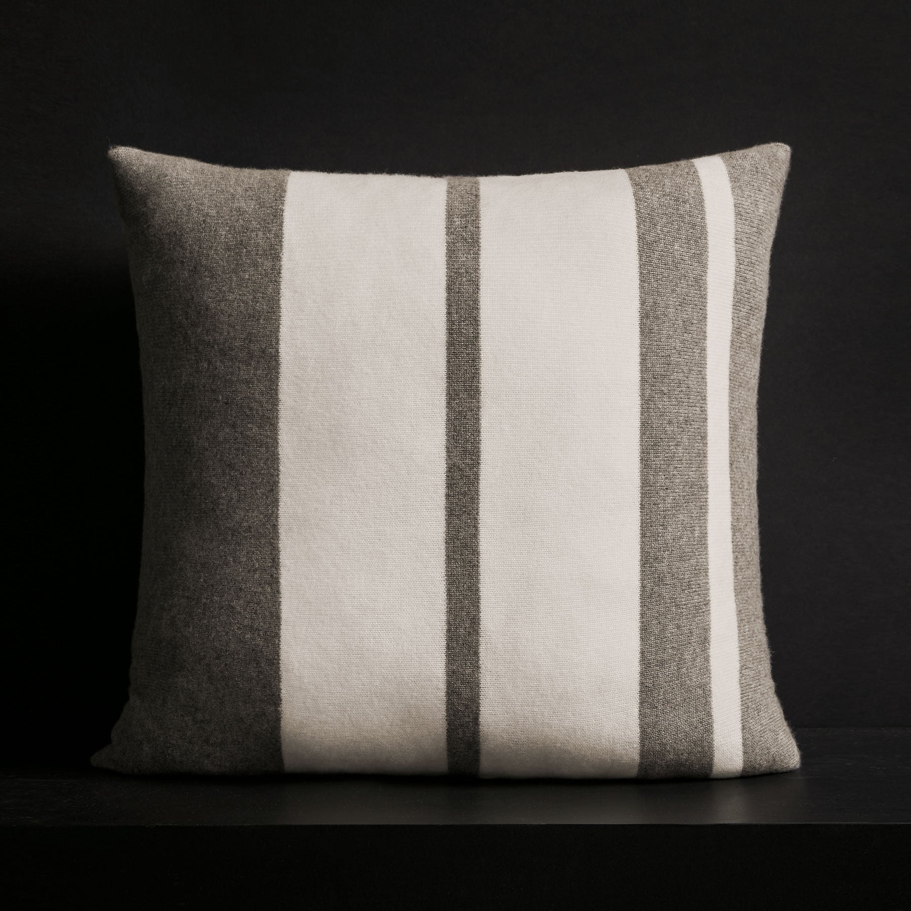 Luxury Cashmere Stripe Sham Pillowcase - Taupe Melange & White - Soft Bedding for Cozy Home Decor & Guest Room Styling