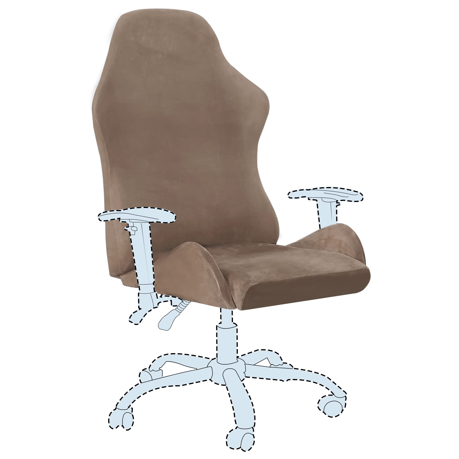 H.VERSAILTEX 2-Piece Stretch Gaming Chair Covers - Breathable Office Chair Slipcovers for Computer Desk, Reclining Racing & Rotating Armchairs - Universal Fit Gamer Chair Protector (Taupe) - Perfect for Home Office, Gaming Setup & Workspace Comfort