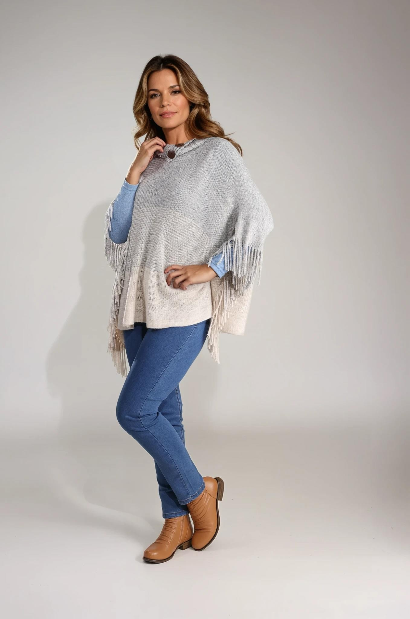 Oatmeal Ivory Poncho - Soft & Stylish Women's Knit Shawl Wrap for Fall & Winter - Perfect for Outdoor Activities, Travel & Casual Wear