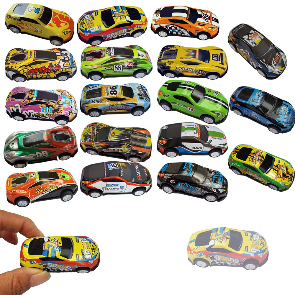 18Pcs Metal Pull Back Racing Car Toy Set - Die Cast Race Car Vehicles with Friction Power for Toddlers & Kids (2.7 Inch) - Perfect for Birthday Gifts, Party Favors and Pretend Play