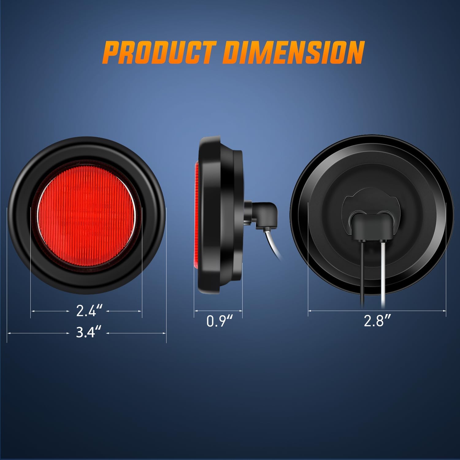 2.5 Inch Amber Red 13 LED Round Marker Clearance Lights - 4 Pack - Waterproof for Trucks, Trailers, Boats & Off-Road Vehicles