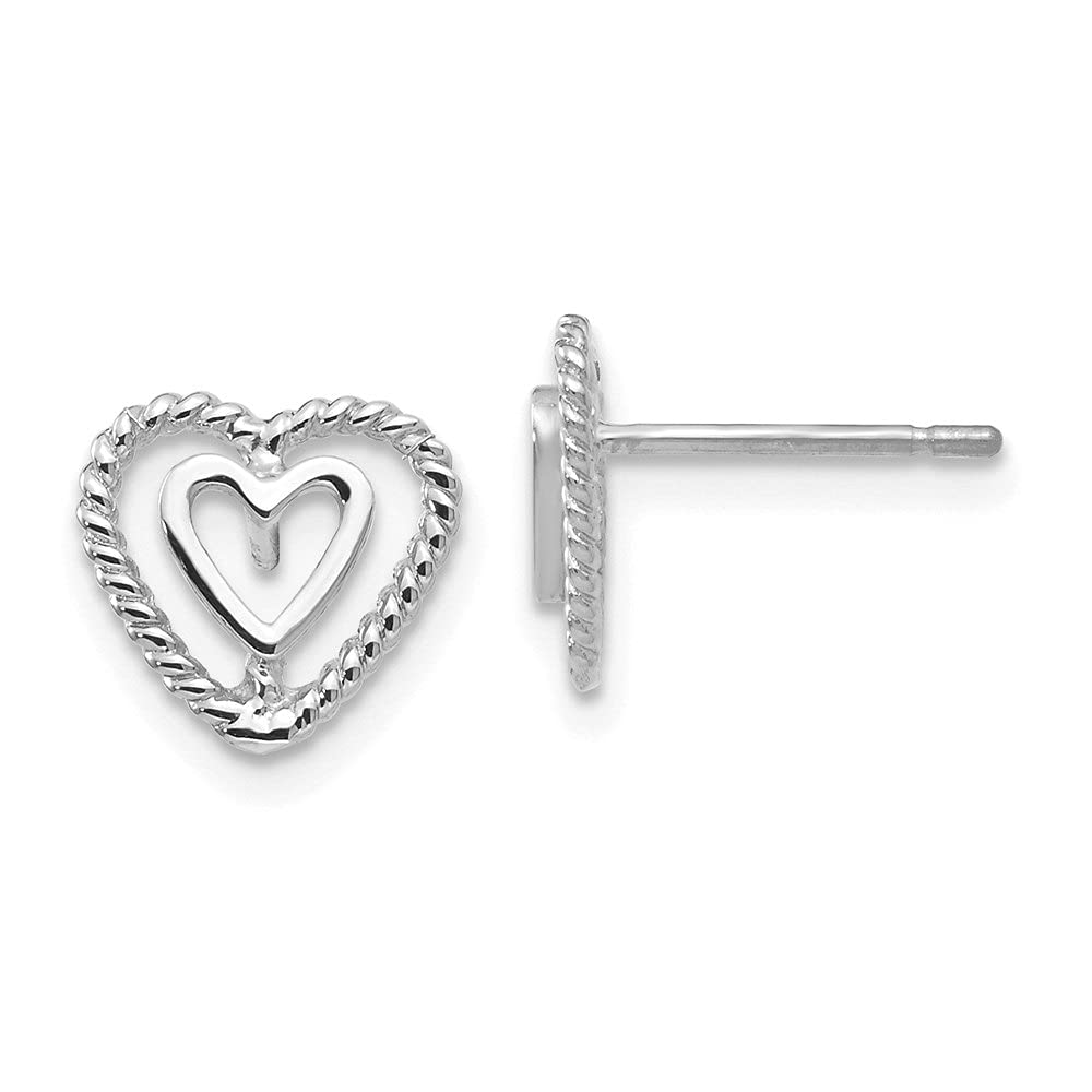 14K White Gold Heart Earrings for Women - Diamond2Deal Elegant Fine Jewelry Gift for Valentine's Day, Anniversary & Special Occasions