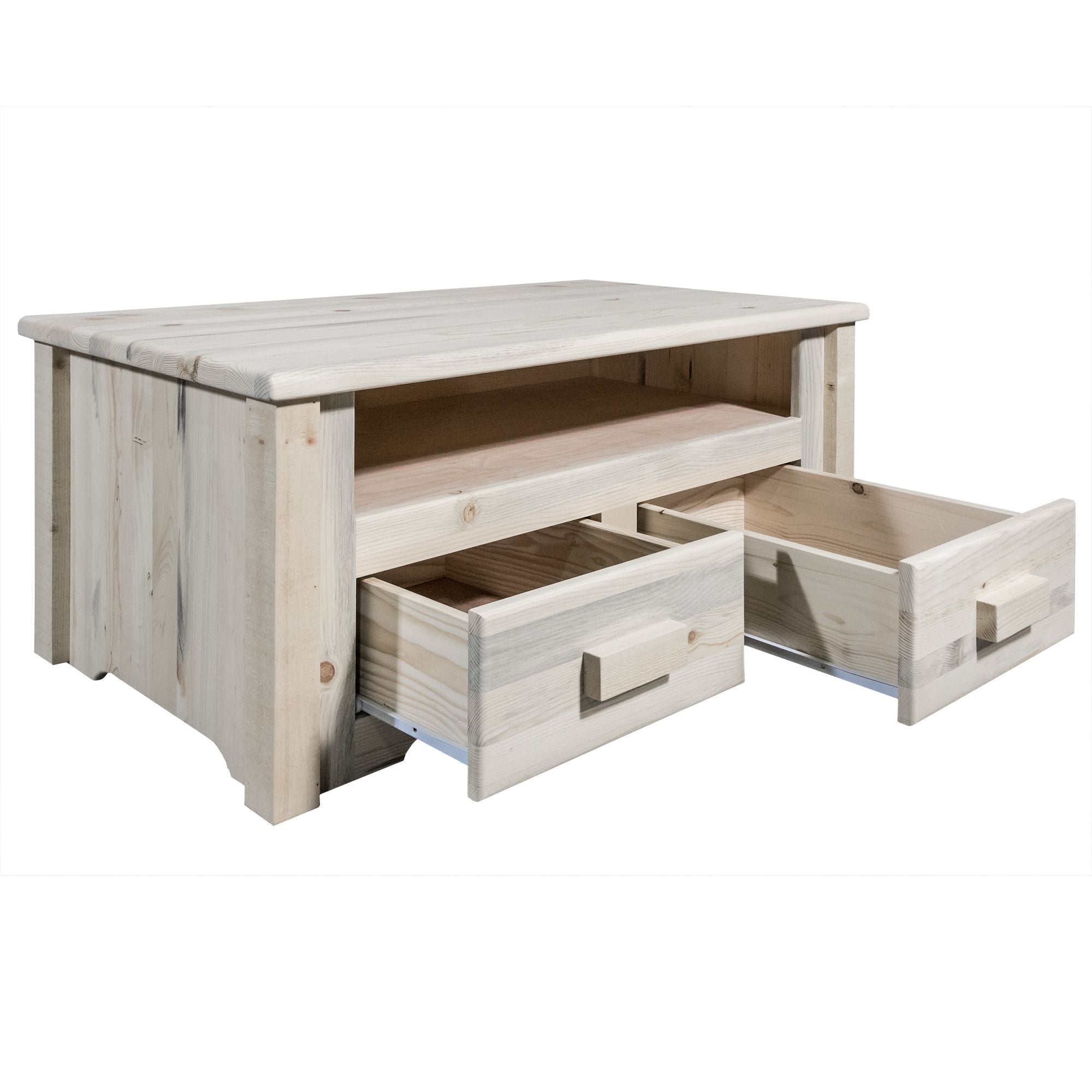 Rustic Homestead Coffee Table with 2 Storage Drawers - Farmhouse Living Room Centerpiece for Cozy Home Decor