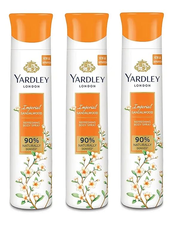 Yardley London English & Sandalwood Body Spray for Women - 3 Pack (150ml Each) | Long-Lasting Fragrance, Fresh & Floral Scent | Perfect for Daily Use, Office, Gym & Special Occasions