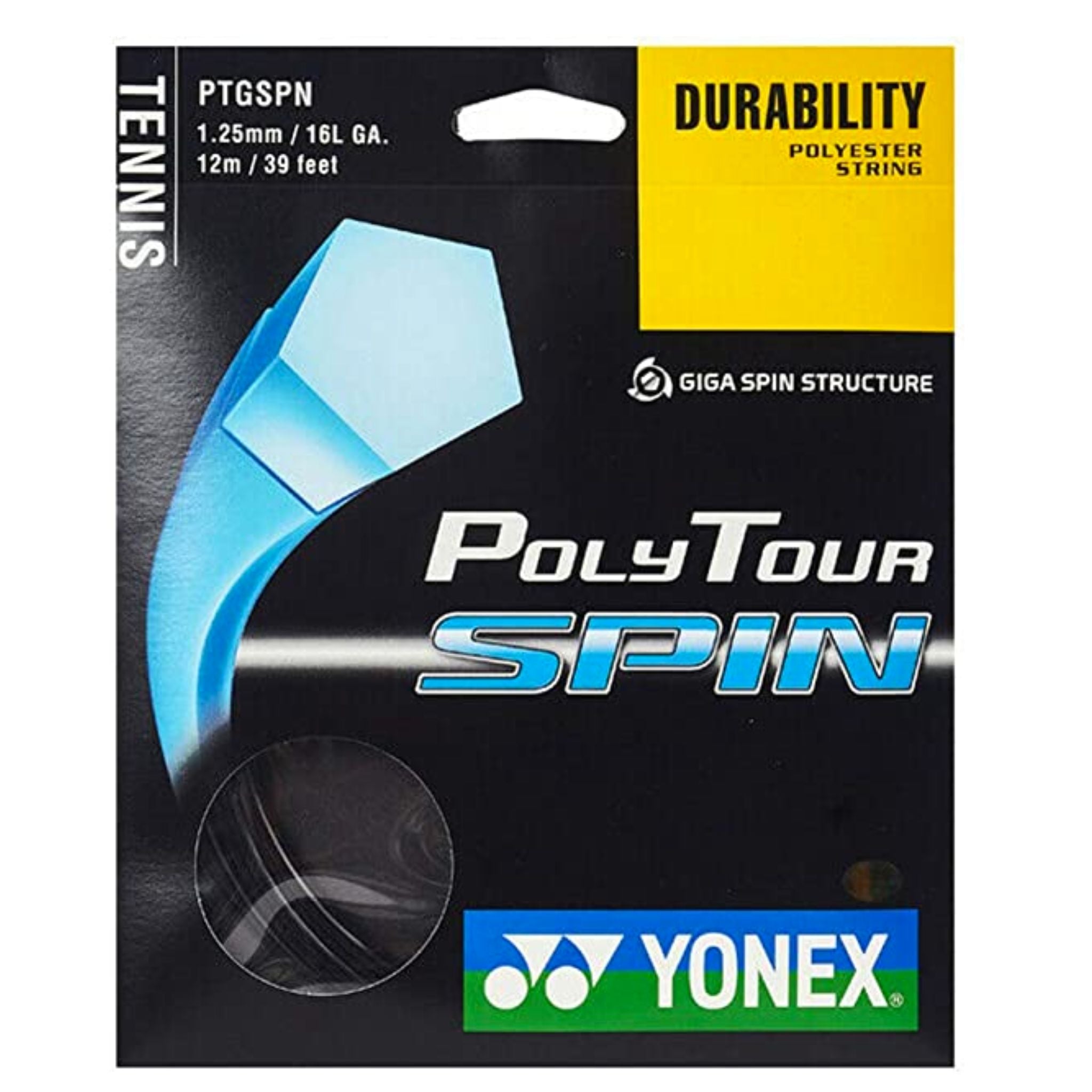 Yonex Polytour Spin 125 Tennis Strings - High Performance Polyester String for Spin & Control | Perfect for Competitive Players & Tournament Play