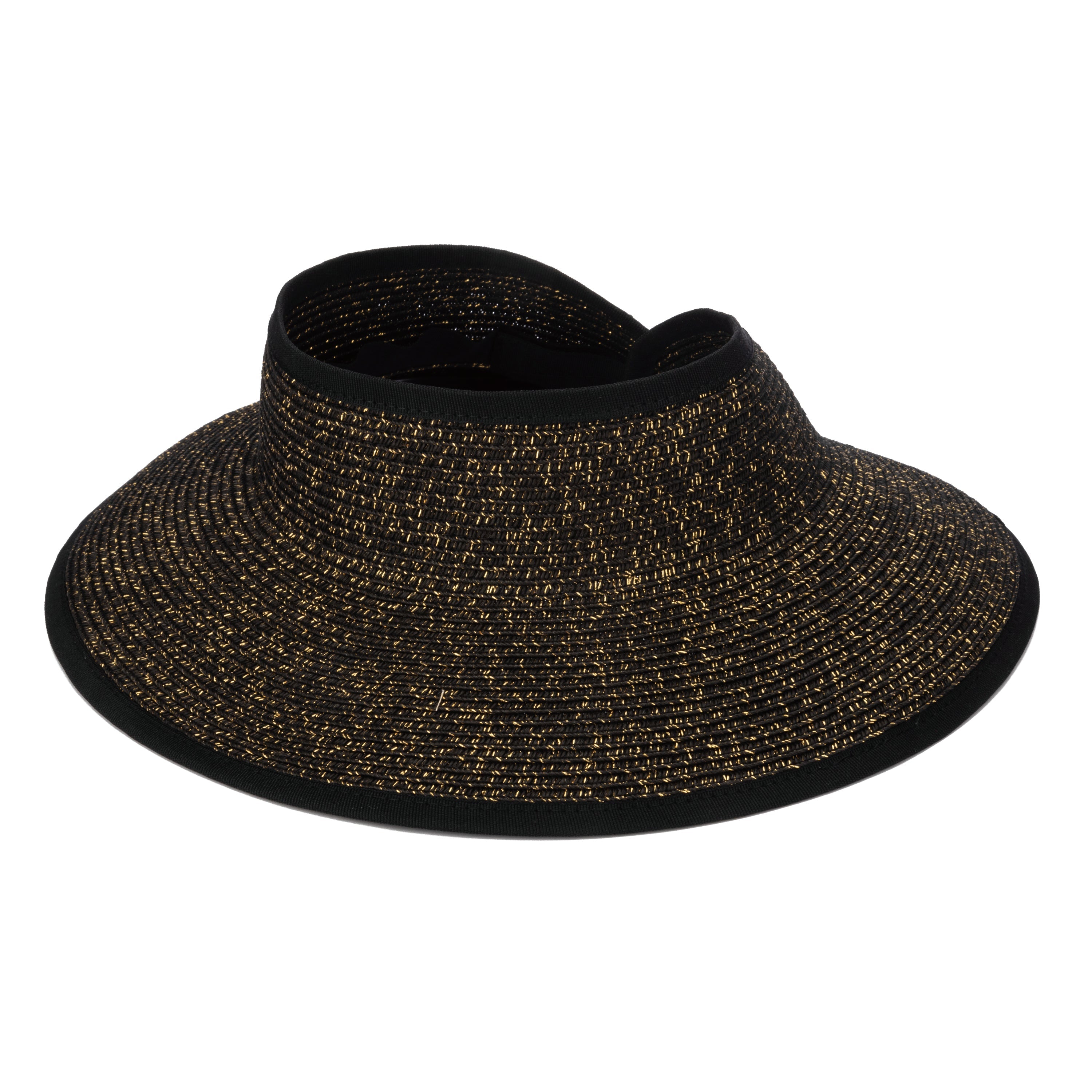 Shimmer Ultrabraid Mini Roll Up Visor with Gold Lurex - Stylish Hair Accessory for Women, Perfect for Beach, Pool, and Summer Outdoor Activities
