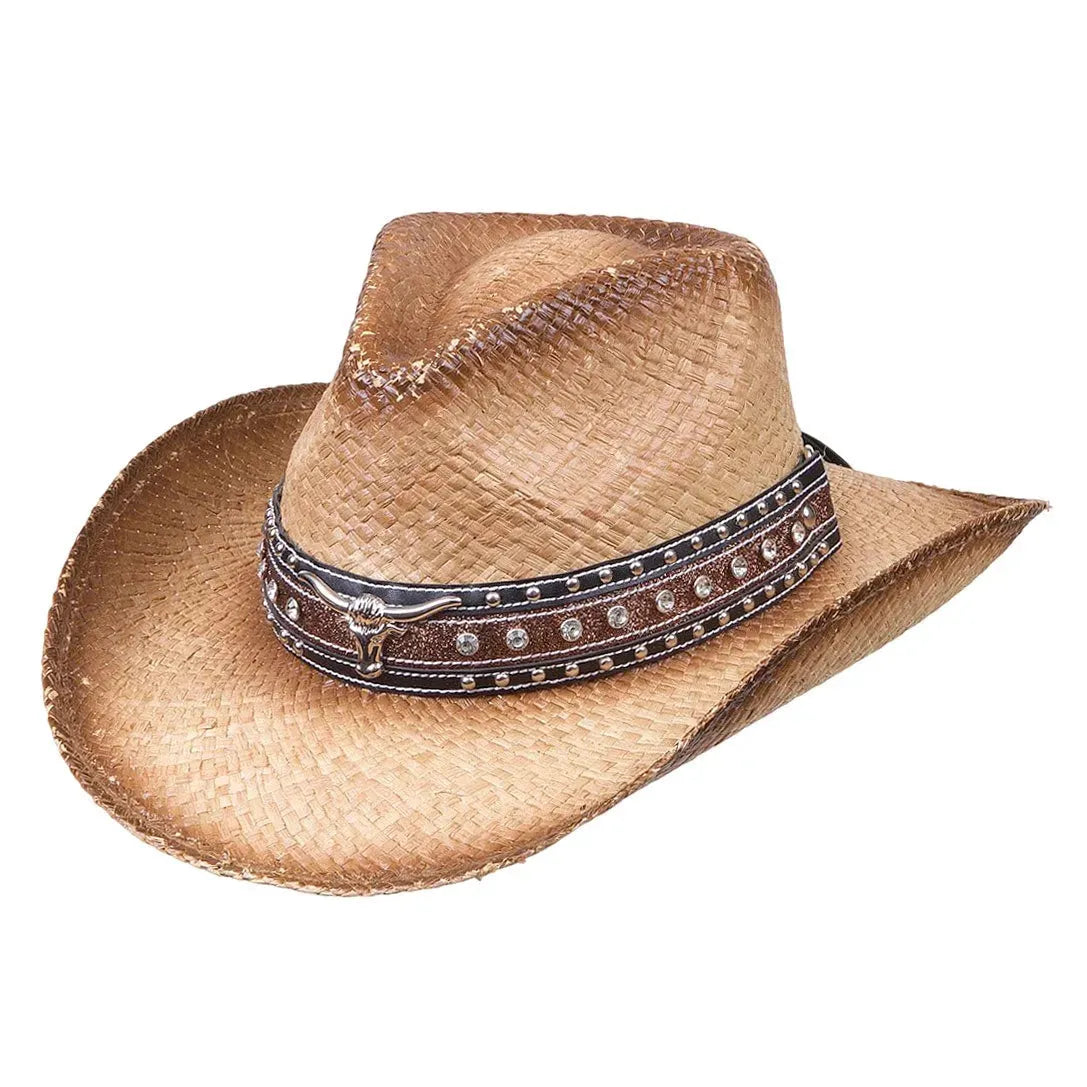 Deadwood Trading Shapeable Raffia Straw Cowgirl Hat - Adjustable & Stylish Western Hat for Women | Perfect for Rodeo, Country Concerts & Outdoor Adventures