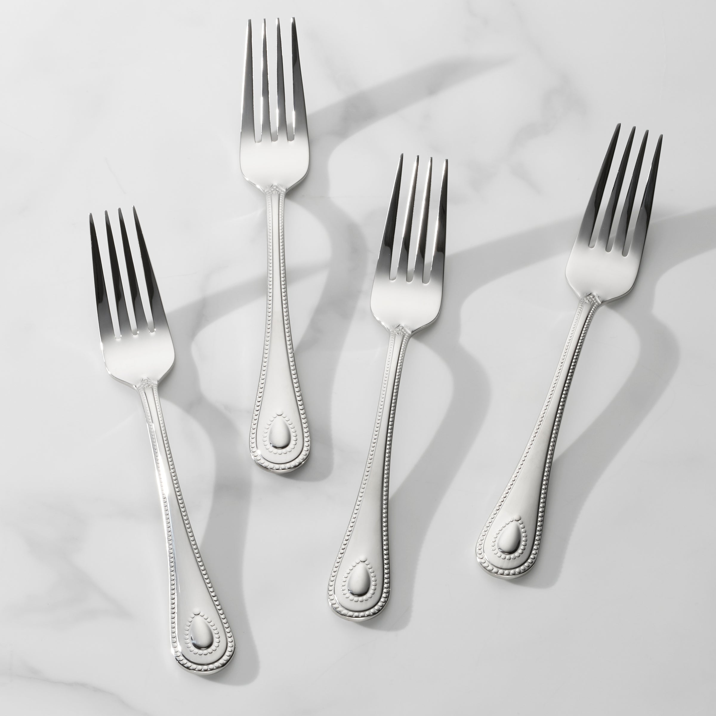 French Pearl Salad Forks Set of 4 - Elegant Stainless Steel Dessert Forks for Dinner Parties, Wedding Gifts & Fine Dining Tableware