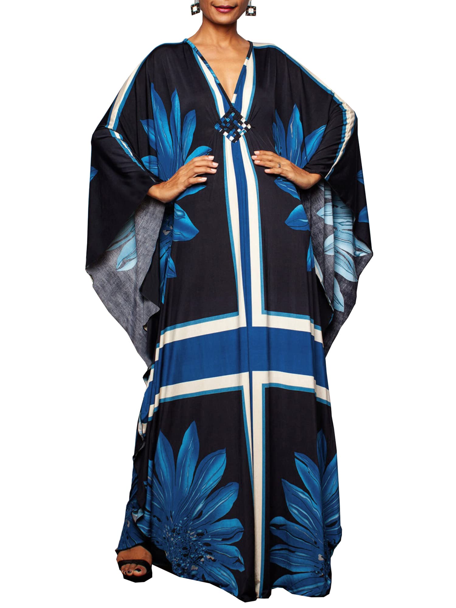 Chunoy Women's Lightweight Long Cover Up Caftan Beach Maxi Kaftan Dress - Perfect for Summer Vacation, Poolside Lounging & Boho Chic Outfits