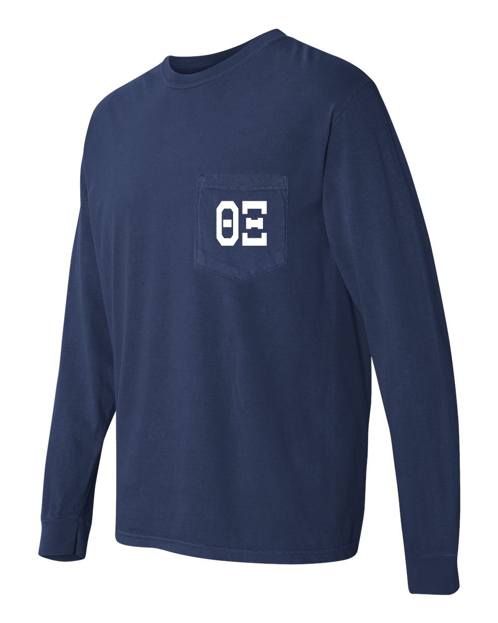 Theta Xi Engineering Fraternity Comfort Colors Pocket Long Sleeve Shirt - Soft Cotton Crewneck Pullover for College Students & Alumni - Perfect for Campus Events, Study Sessions & Greek Life Activities