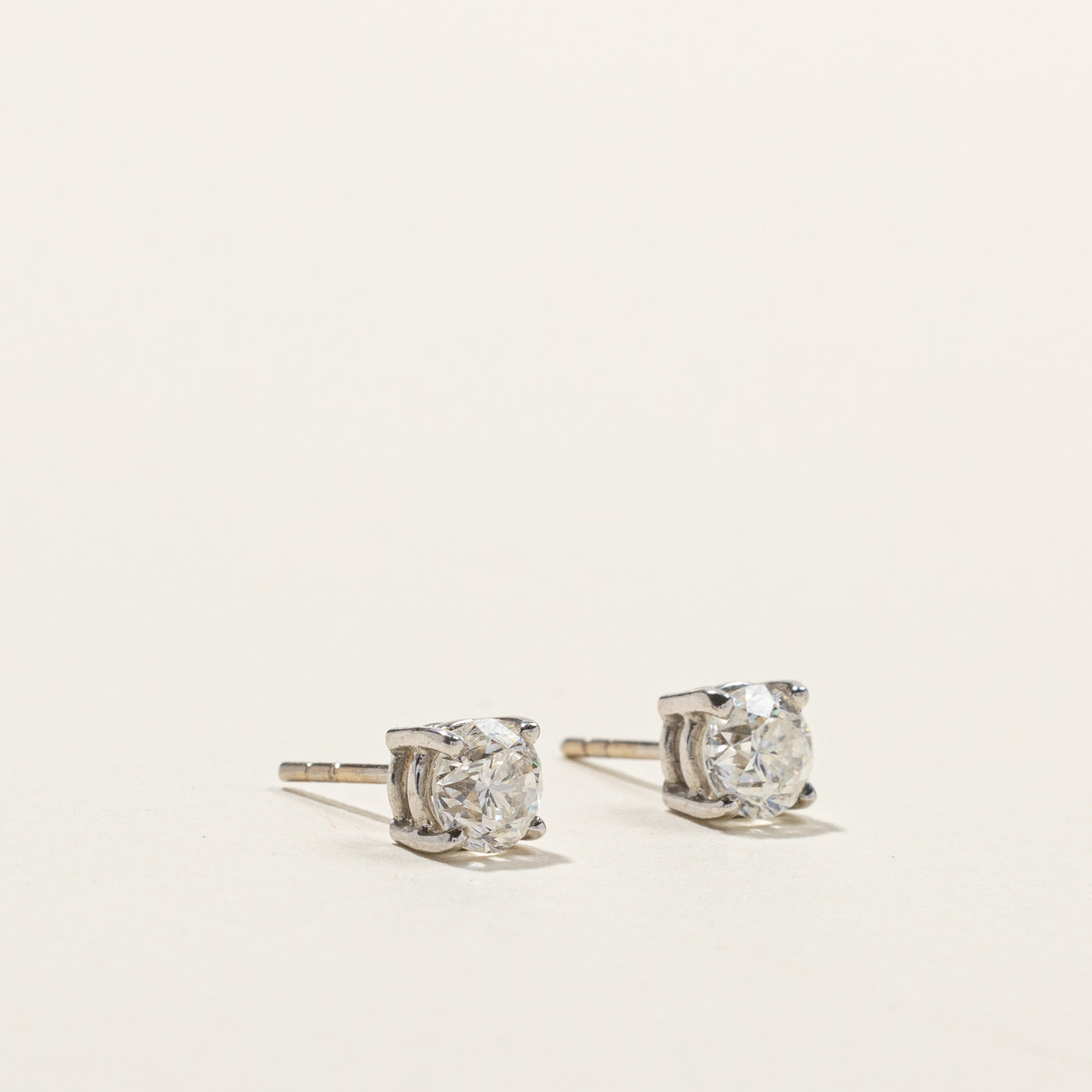 0.84ctw Diamond Stud Earrings for Women - Round Cut Prong Set 14K White Gold Earrings | Perfect for Weddings, Anniversaries & Everyday Elegance