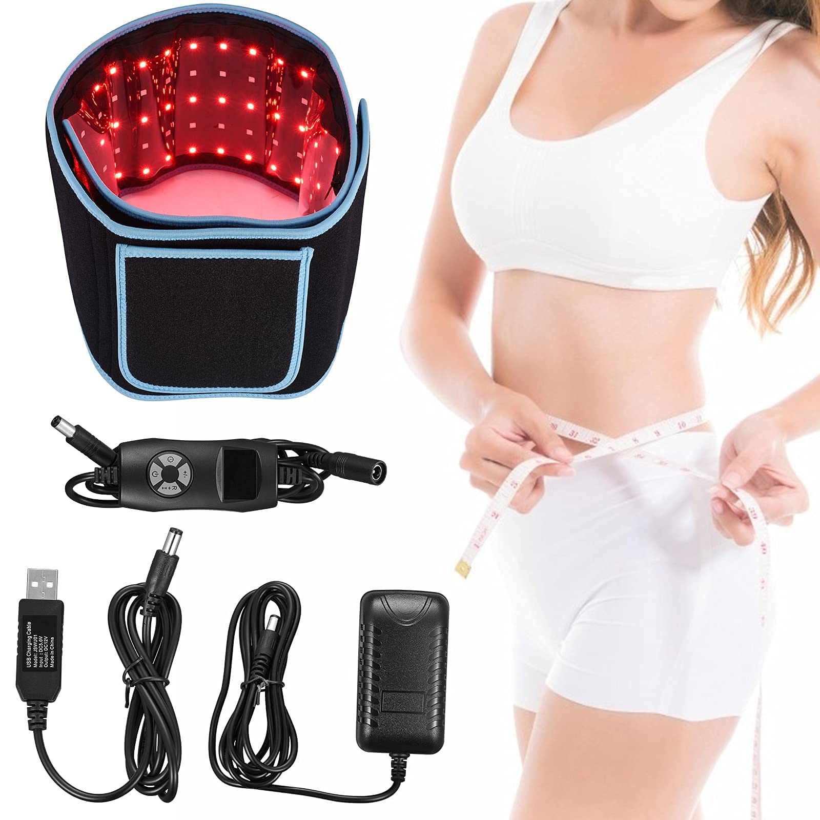 Red Infrared Light Therapy Device for Pain Relief & Muscle Relaxation - 660nm LED Red Light & 850nm Near-Infrared Waist Belt - Body Treatment for Back Pain, Joint Pain & Recovery - Perfect for Home Use & Physical Therapy (Blue)
