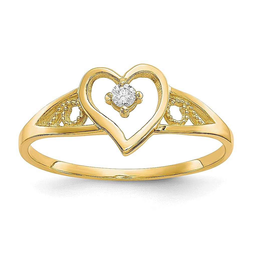 10K Yellow Gold Heart Cubic Zirconia CZ Ring for Women - Elegant Love Jewelry Gift for Her - Perfect for Anniversaries, Valentine's Day & Special Occasions