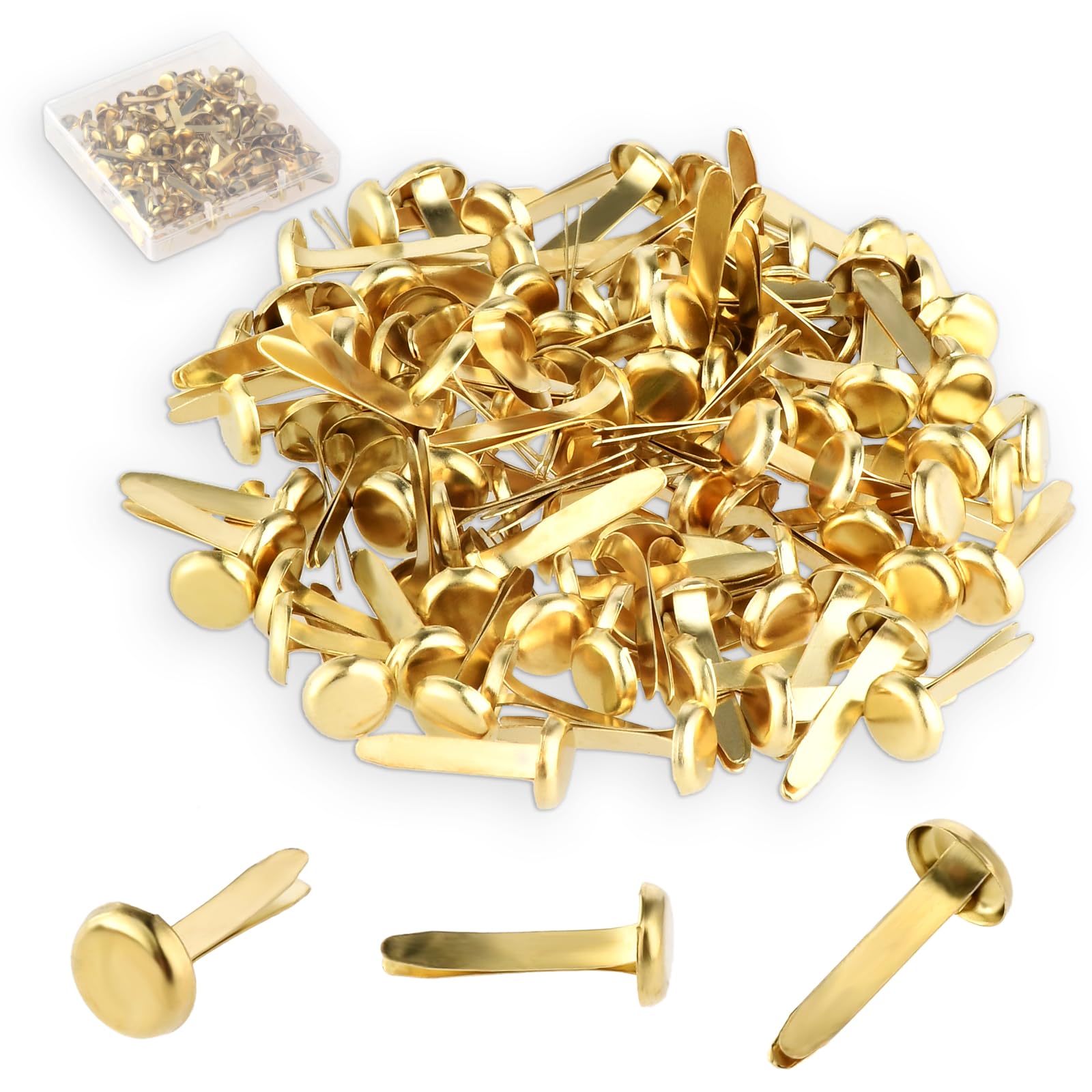 100 Pcs Mini Brads Paper Fasteners - 8mmx20mm Round Metal Brads for DIY Crafts, Scrapbooking, Office & School Projects - Perfect for Card Making, Photo Albums & Bulletin Boards