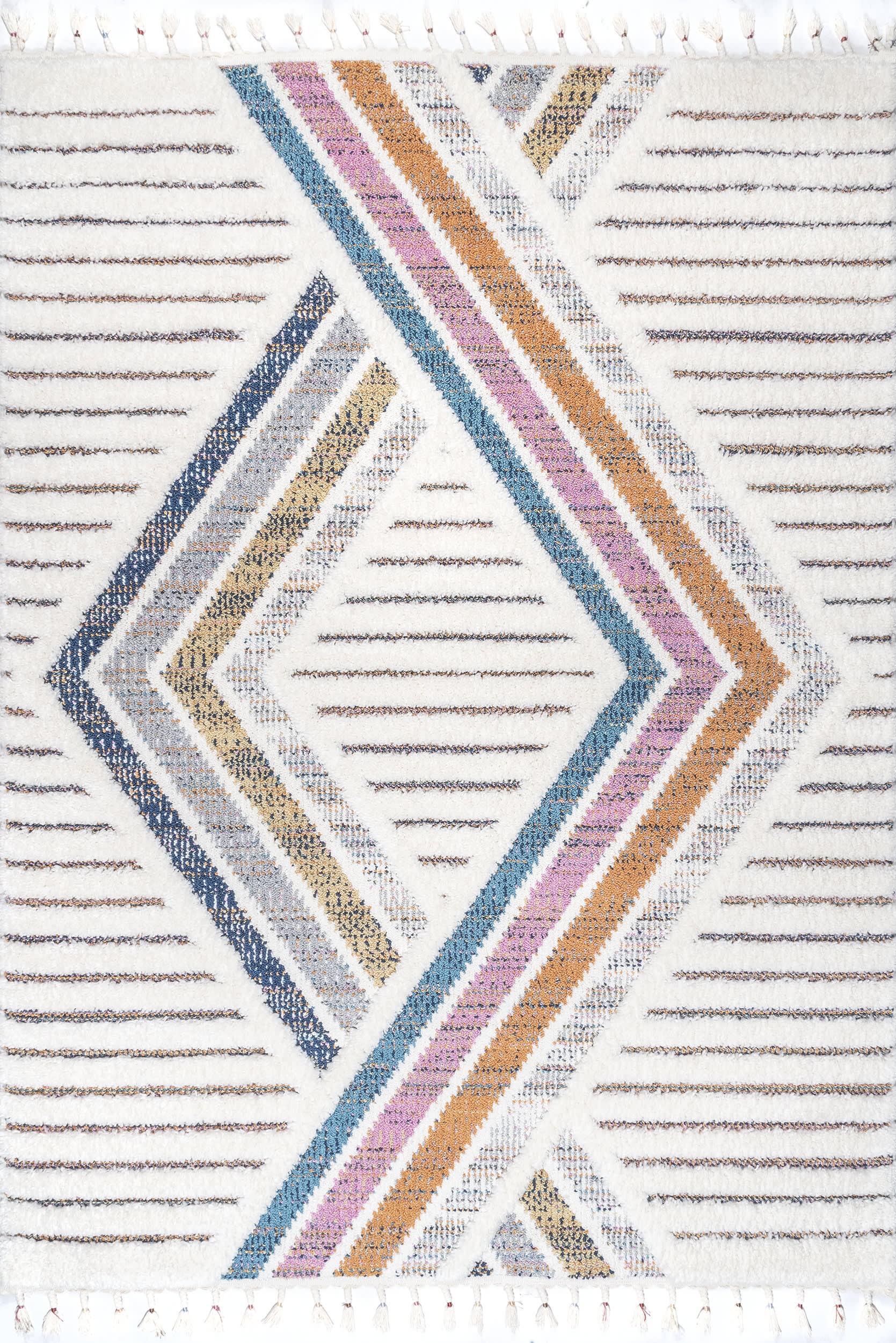 Celeste Rainbow Shag Rug - Soft Fluffy Ivory Area Rug for Living Room, Bedroom, Nursery - Plush & Cozy Home Decor for Kids & Adults