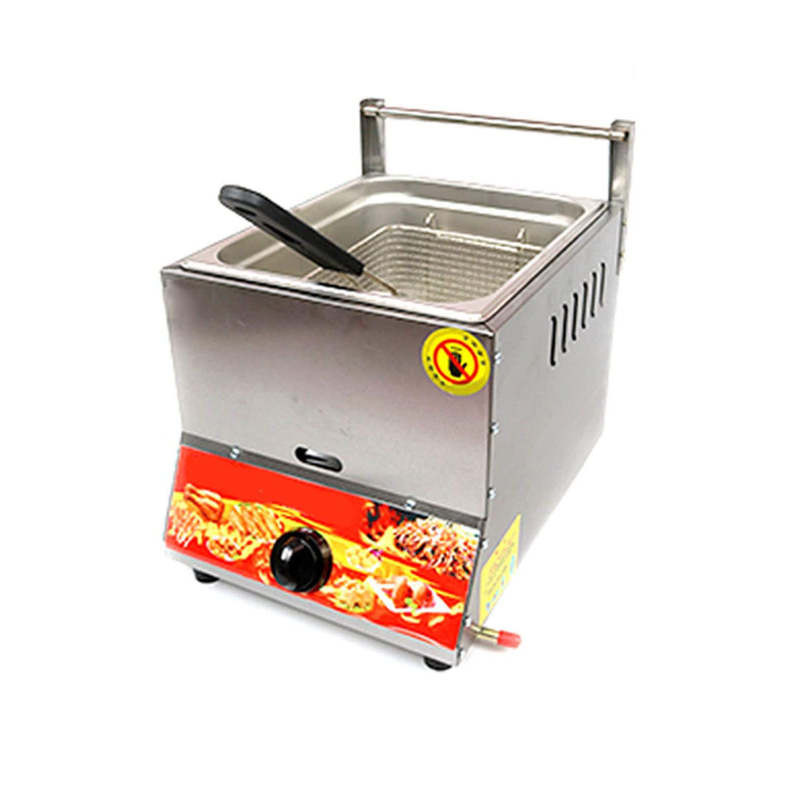 Professional Stainless Steel Deep Gas Fryer with Removable Baskets & Lid - Adjustable Temperature Control, Heavy Duty Multi-Function Design for Home & Commercial Kitchen Use - Perfect for Frying Chicken, Fish, French Fries & More