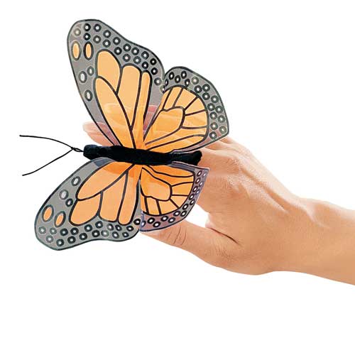 Folkmanis Mini Monarch Butterfly Finger Puppet - Realistic Hand Puppet for Kids, Storytelling & Educational Play - Perfect for Classroom, Birthday Gifts & Imaginative Play