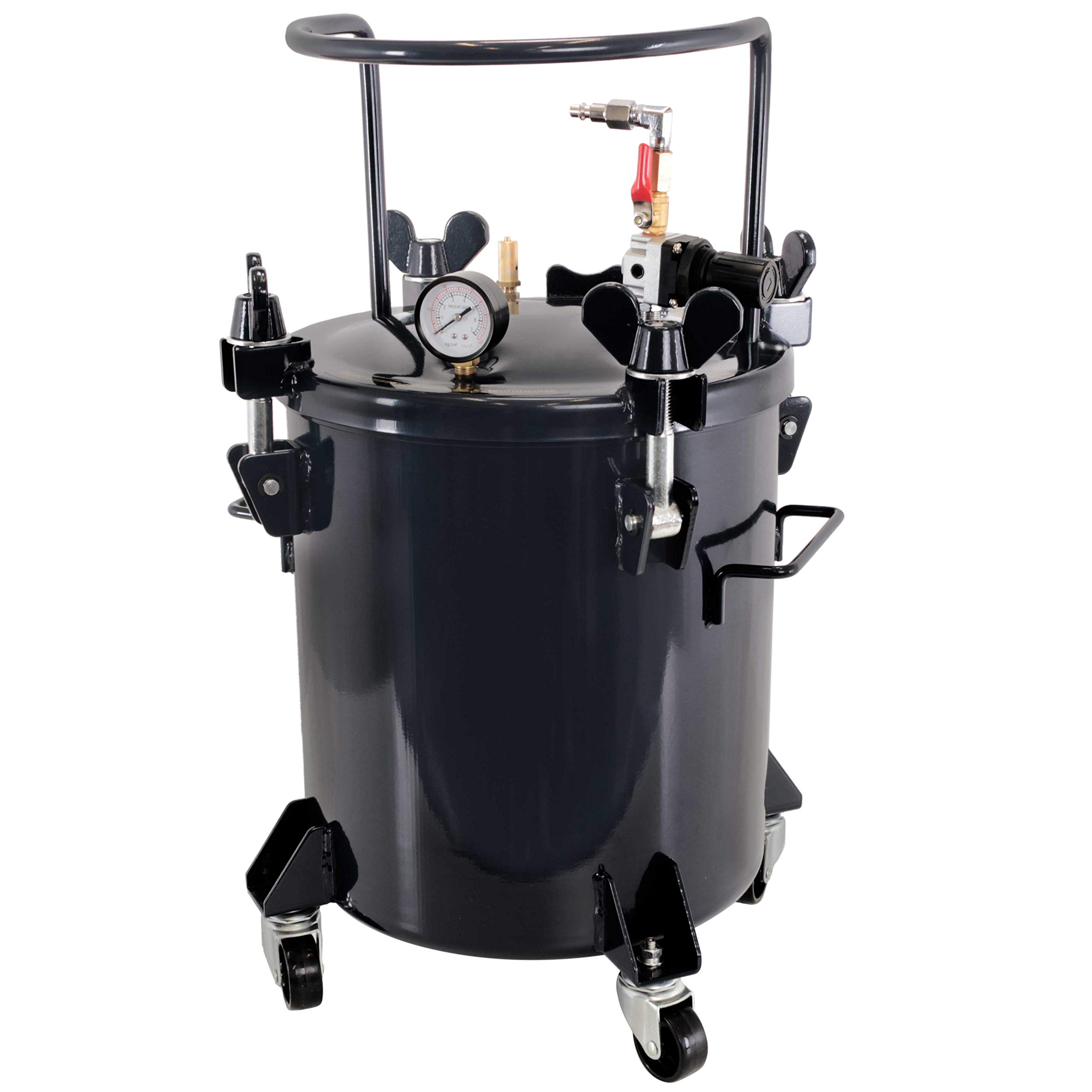 TCP Global 5 Gallon (20 Liter) Heavy Duty Pressure Pot for Resin Casting - Powder Coated Air Tight Tank with Clamp Lid, Wheels & Pressure Gauge - Perfect for DIY Epoxy Resin Molds, Jewelry Making & Art Projects
