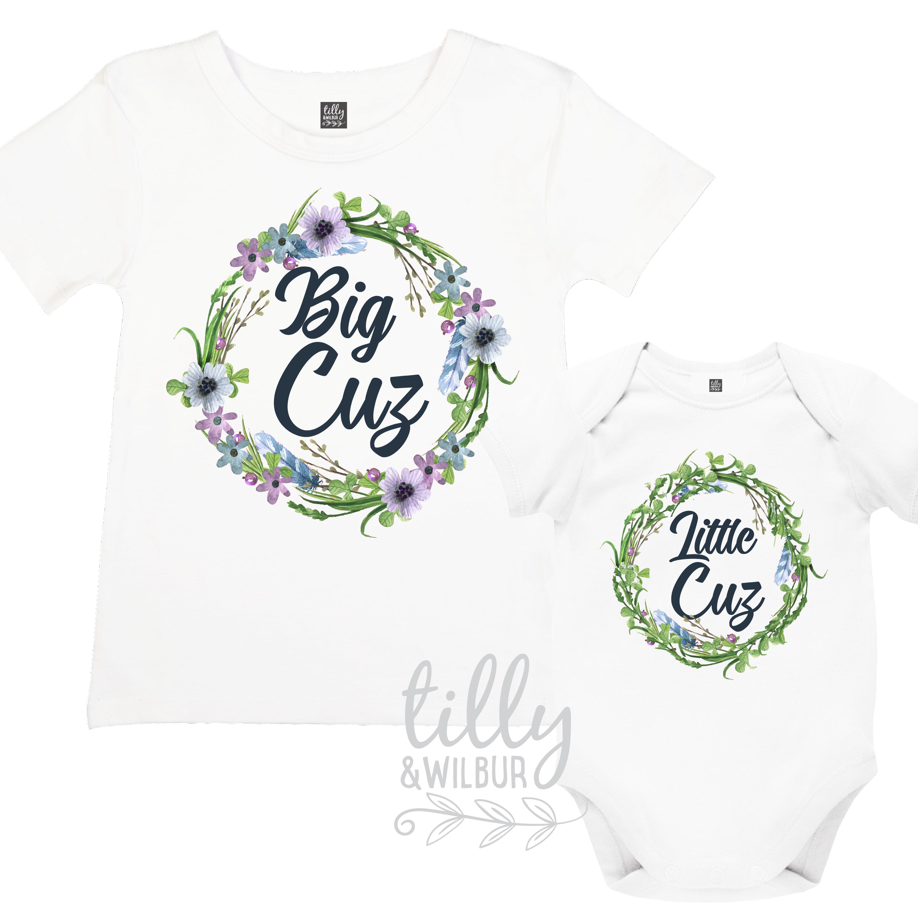 Big Cuz Little Cuz Matching Outfits Set - Sibling & Family Coordinating Outfits for Special Occasions, Photos, and Holidays