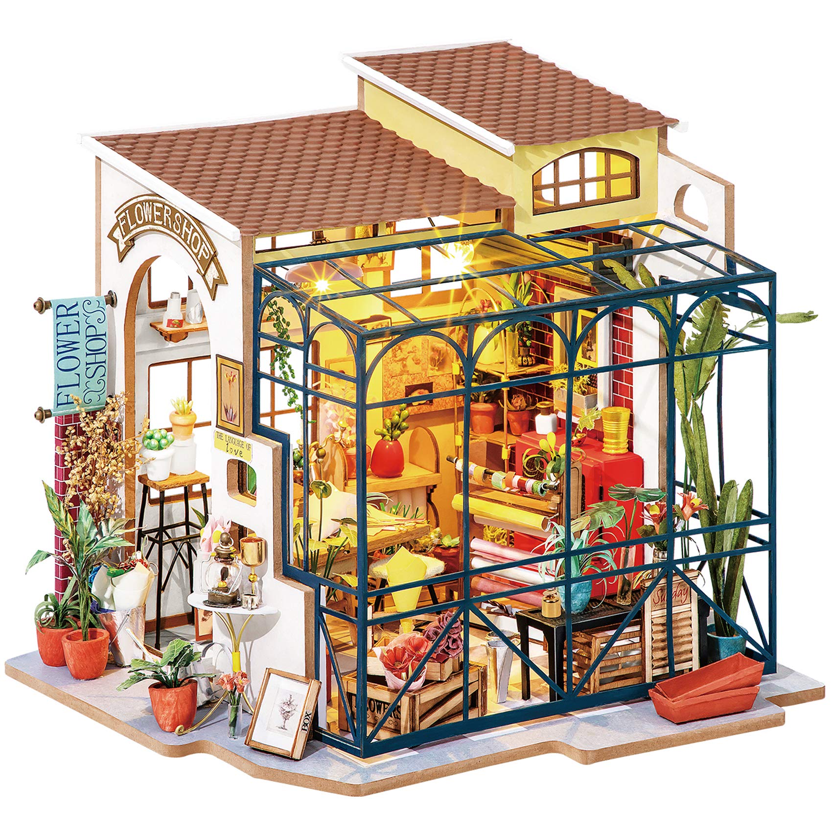DIY Miniature House Kit: Emily's Flower Shop - Creative Craft Kit for Adults & Teens - Perfect for Home Decor, Gift Giving & Relaxation Therapy