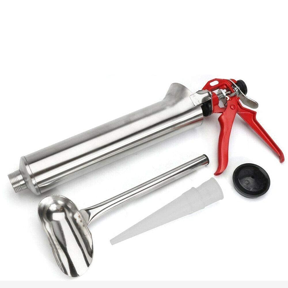 Stainless Steel Caulking Gun - Cement & Grout Applicator Tool for DIY & Construction (Red)