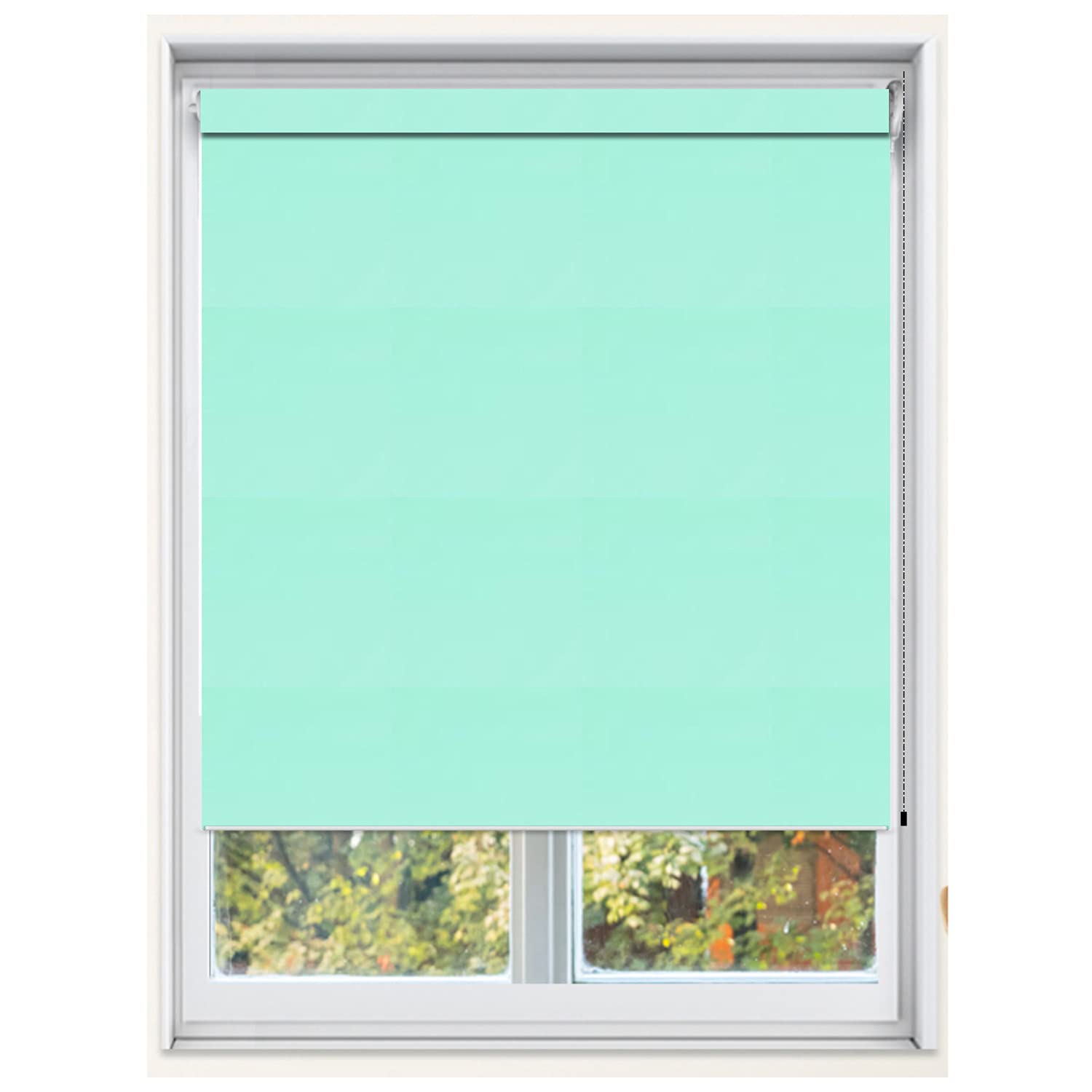 Custom 29x36 Blackout Roller Window Shade with Solid Valance - Aqua Pastel Color | Windowpix ShadePix for Bedroom, Nursery & Home Office | Light Blocking & Privacy Window Treatment