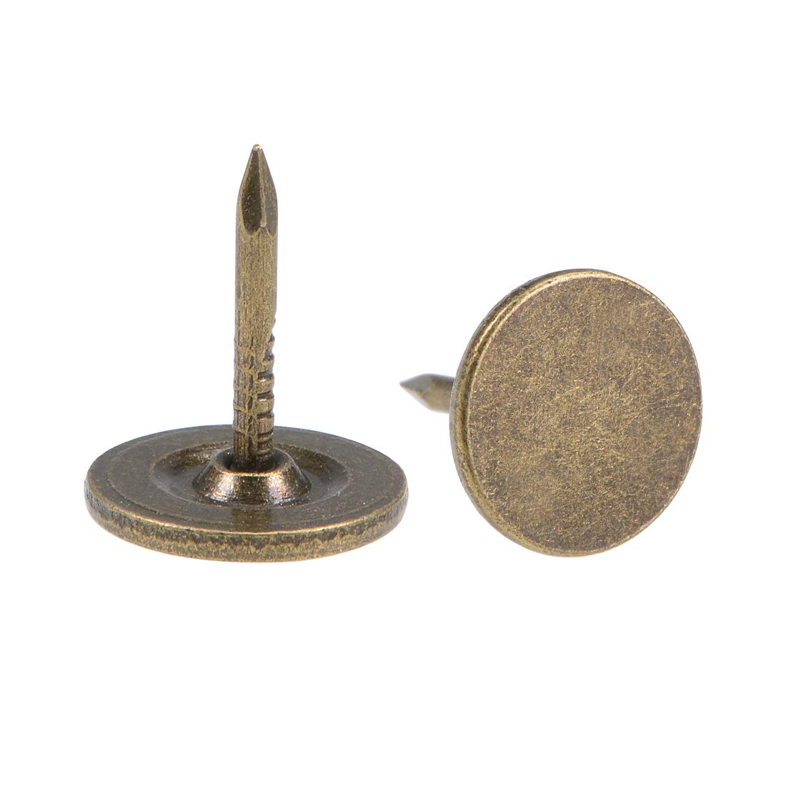 uxcell 11mmx13mm Bronze Flat Head Upholstery Nails Tacks - 25 Pcs for Furniture, Sofa, Headboard Repair & DIY Home Decor Projects