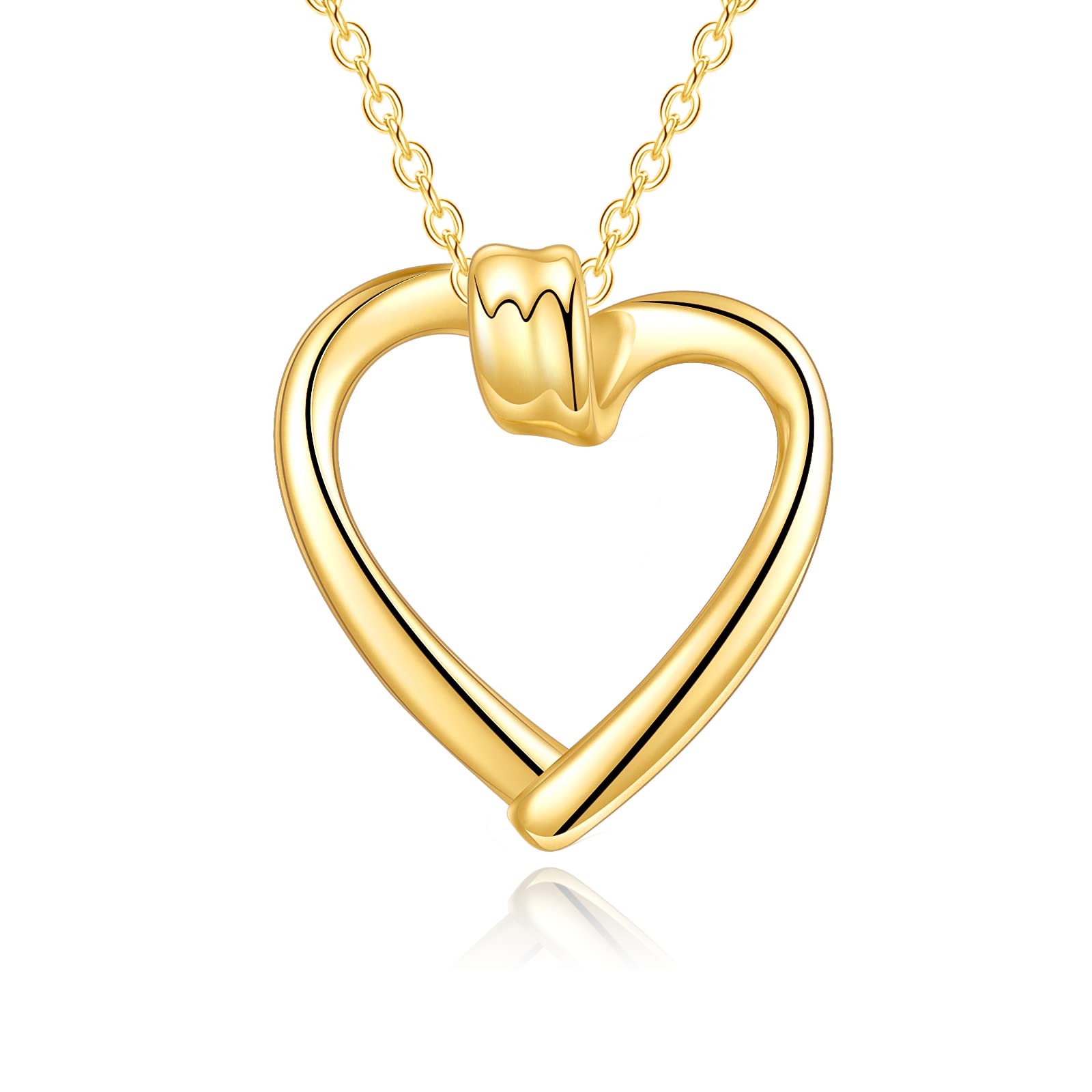 14K Solid Gold Heart Pendant Necklace for Women - Elegant Fine Gold Jewelry Gift for Wife, Mother, Daughter, Sister - Perfect for Valentine's Day, Anniversary, Birthday & Special Occasions