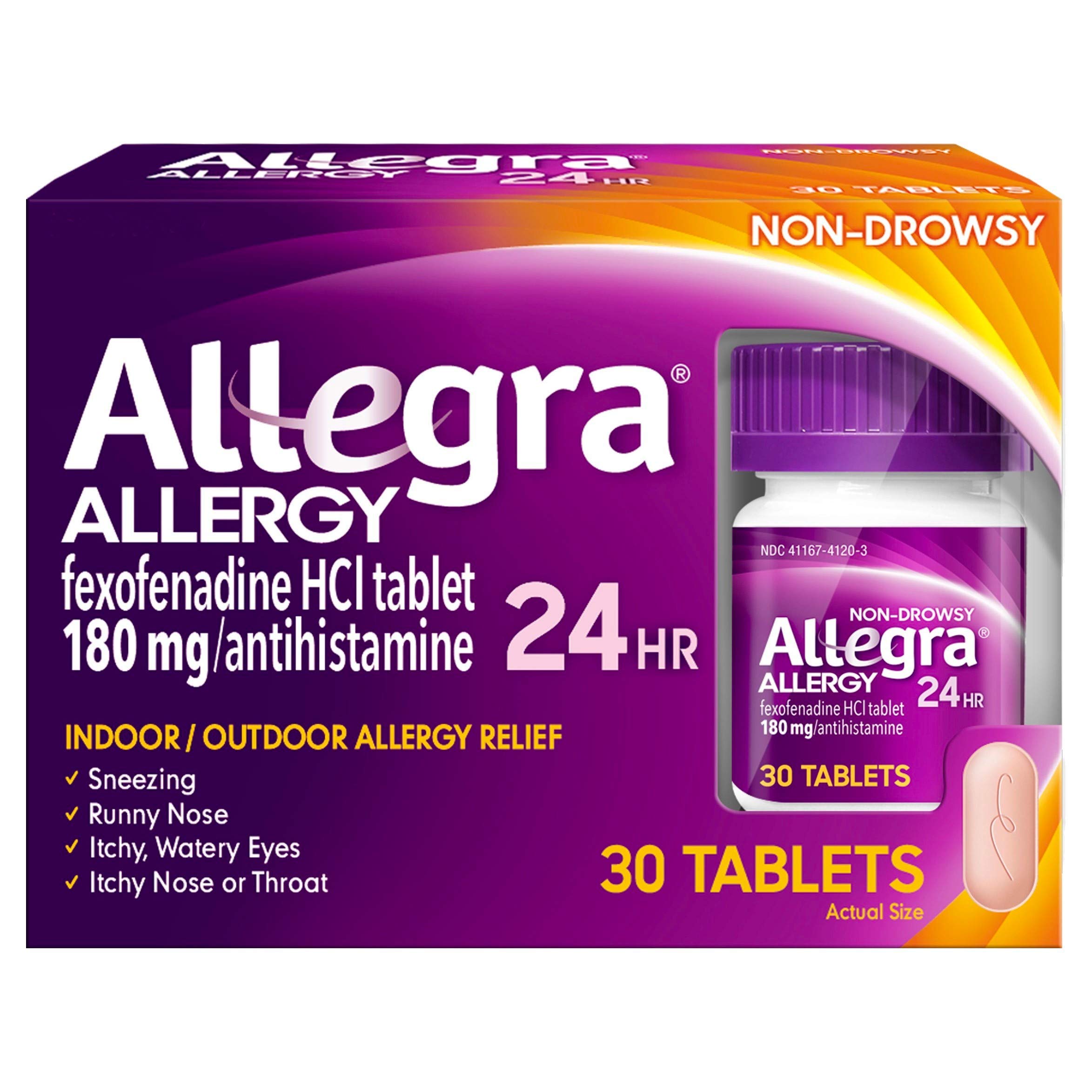 Allegra 24 Hour Allergy Relief Tablets - 180 Count (6 Packs of 30) for Adults & Kids - Fast-Acting Non-Drowsy Antihistamine - Perfect for Seasonal Allergies, Hay Fever & Indoor Allergens