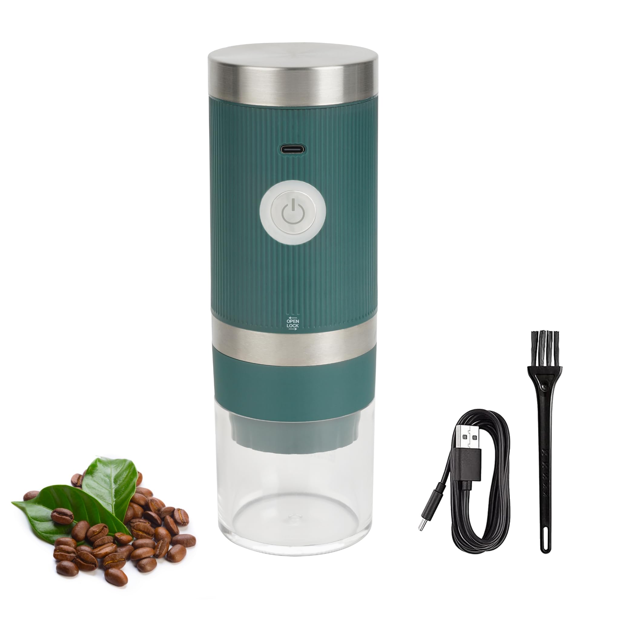 Premium Electric Burr Coffee Grinder - Adjustable Coarseness, USB Rechargeable & Cordless for Fresh Ground Coffee - Portable Design Perfect for Home, Office, Travel & Camping - Black