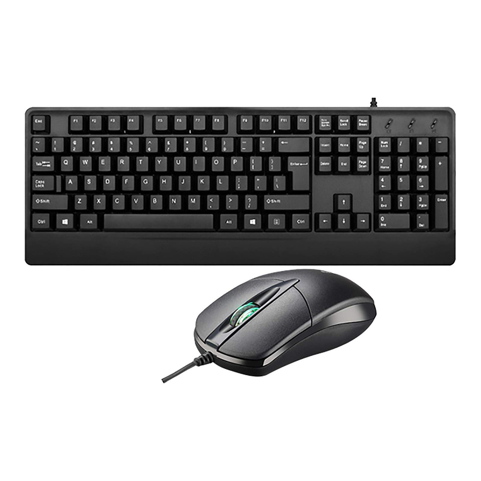 Comigeewa KM-722 Wired USB Keyboard and Mouse Set - 1600DPI Ergonomic Desktop Bundle for Office, Notebook, Gaming & Home Use - Durable 1600D Design for PC, Laptop, Mac Users