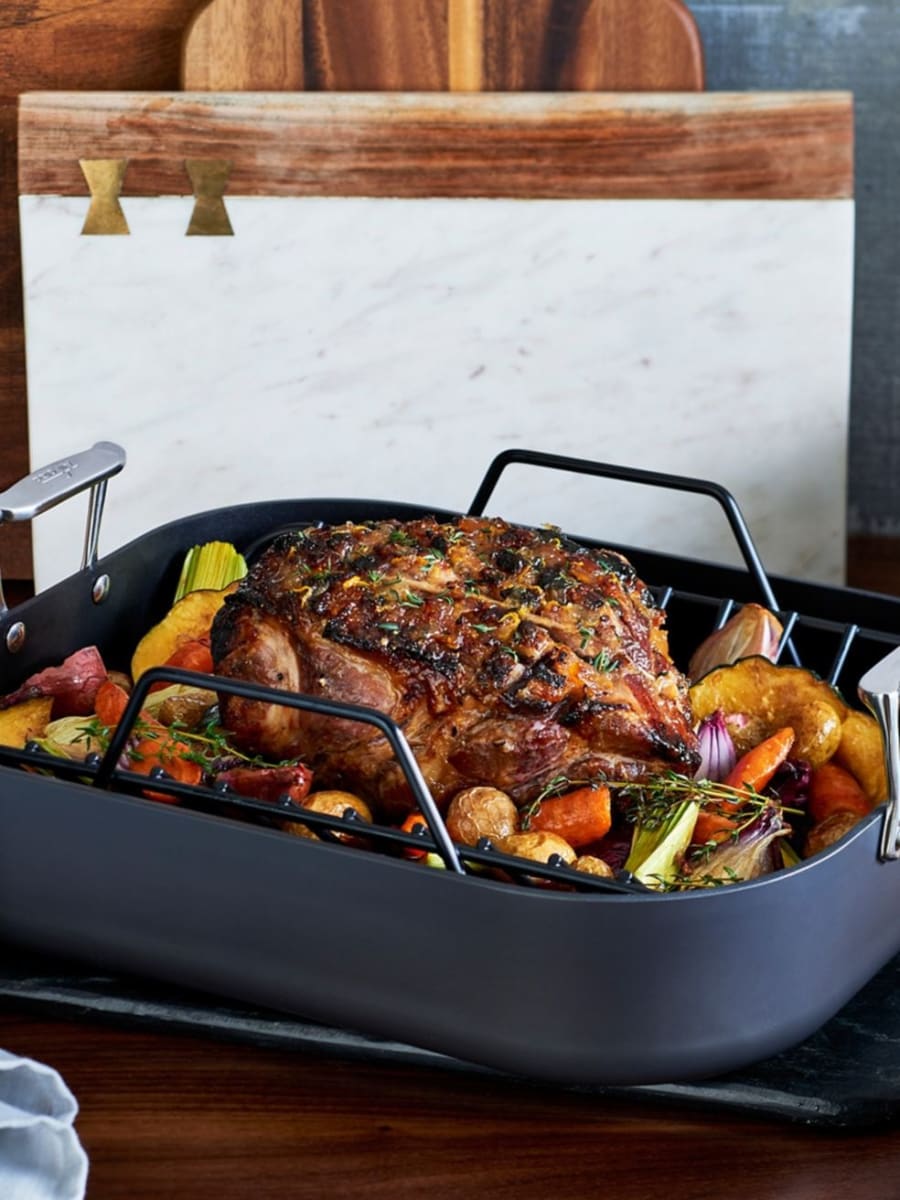 Non-Stick Roasting Pan with Rack - Heavy Duty Oven Safe Roaster for Turkey, Chicken, Beef - Perfect for Thanksgiving, Christmas & Holiday Cooking