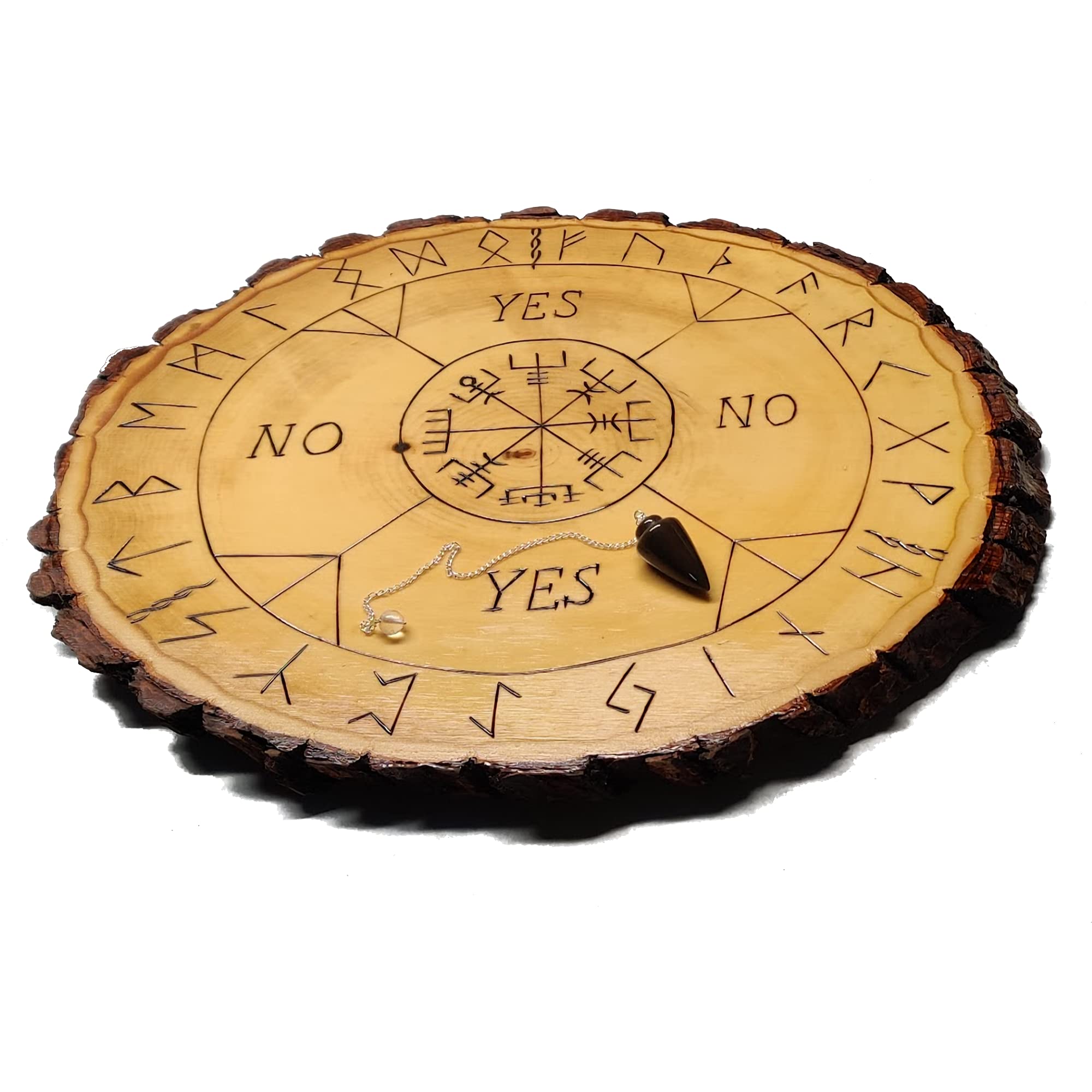 Wooden Rune Pendulum Board with Pendulum - 9-12 Inch Divination Tool for Spiritual Dowsing, Energy Healing & Psychic Readings | Perfect for Meditation, Tarot Sessions & Metaphysical Practices