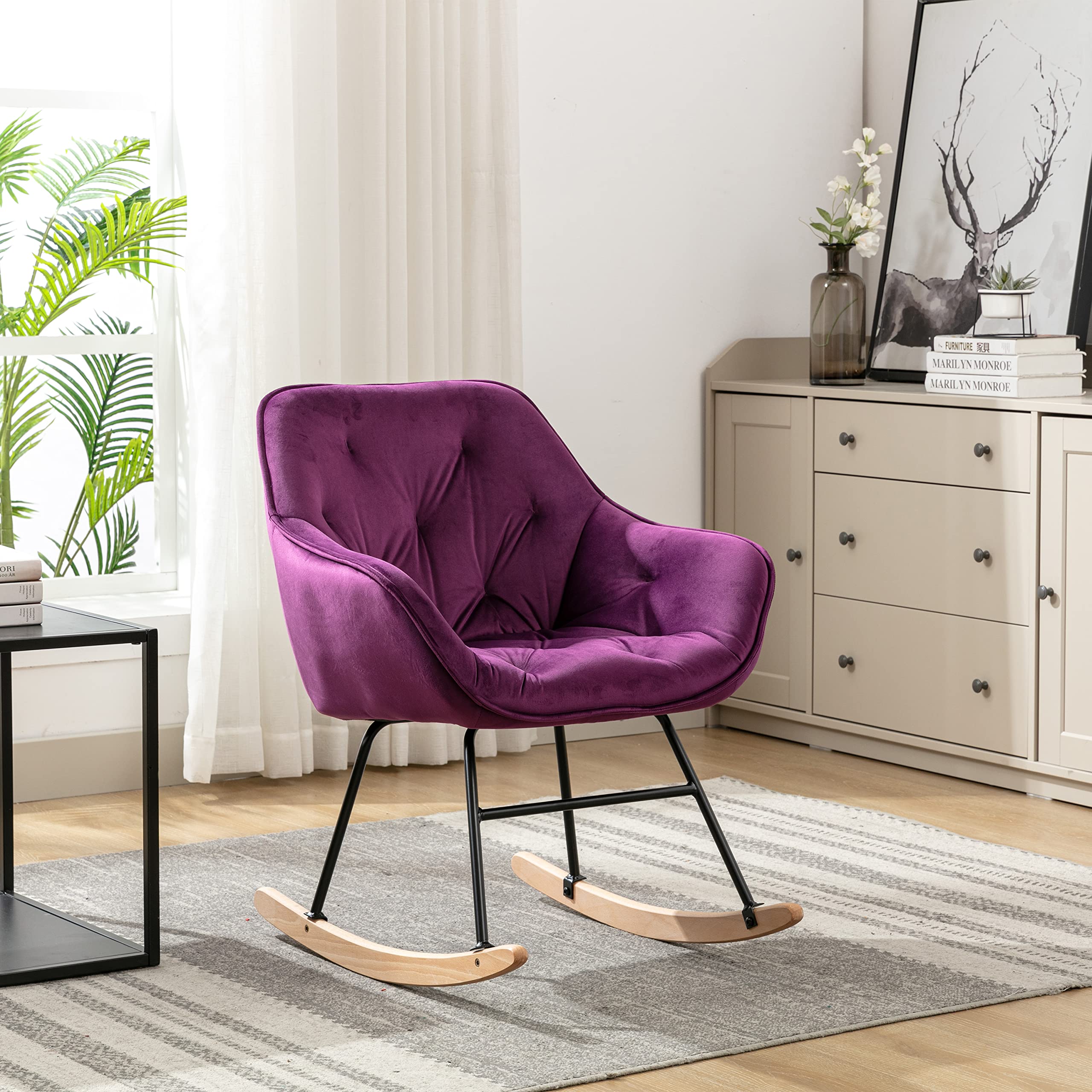 Comfortable Rocking Chair for Living Room - Modern Accent Chair with Padded Cushion | Perfect for Nursery, Porch & Relaxation
